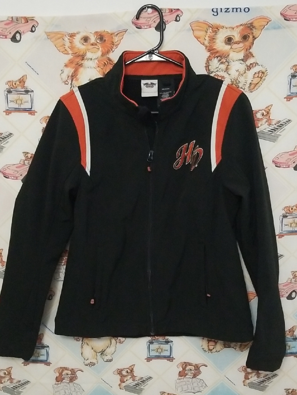 Harley-Davidson Black Jacket with Orange & White Shoulder Stripes Size Medium